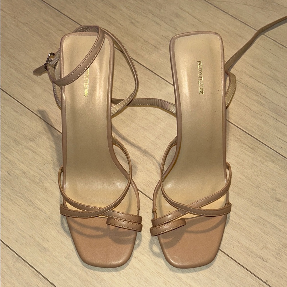 PrettyLittleThing Nude Strappy Heels